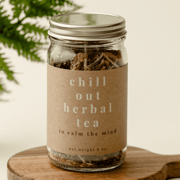 Chill Out Loose Leaf Herbal Tea blend crafted with calming herbs to support relaxation and peaceful moments
