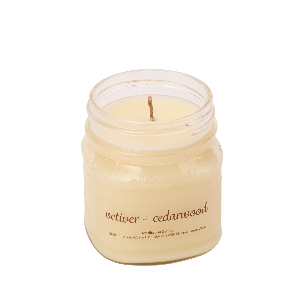 Meditation Candles | 100% Soy Wax Candles with Essential Oils - Vetiver + Cedarwood image