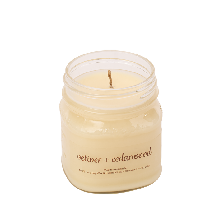 Meditation Candles | 100% Soy Wax Candles with Essential Oils - Vetiver + Cedarwood image