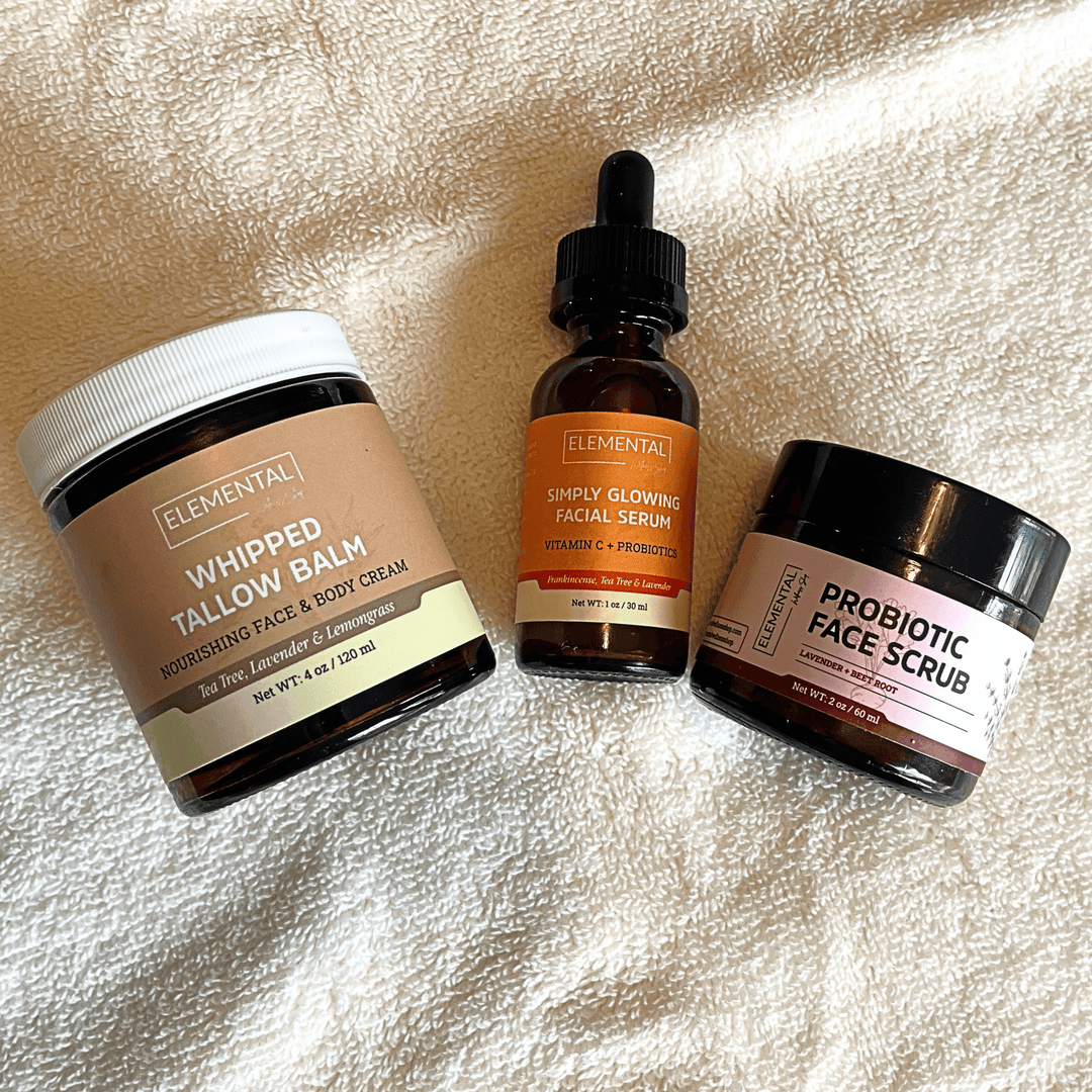 Skincare Bundle Probiotic Serum Scrub and Tallow Balm